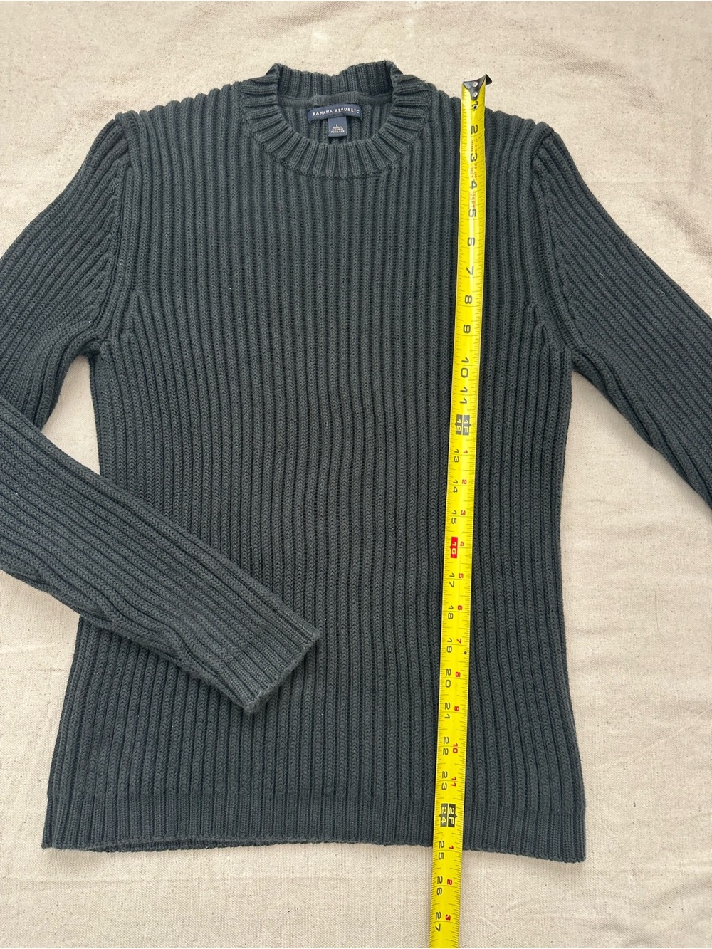 Vintage Banana Republic Ribbed Cotton Mock Neck Sweater Charcoal Grey L Y2K 2003 - Picture 6 of 11